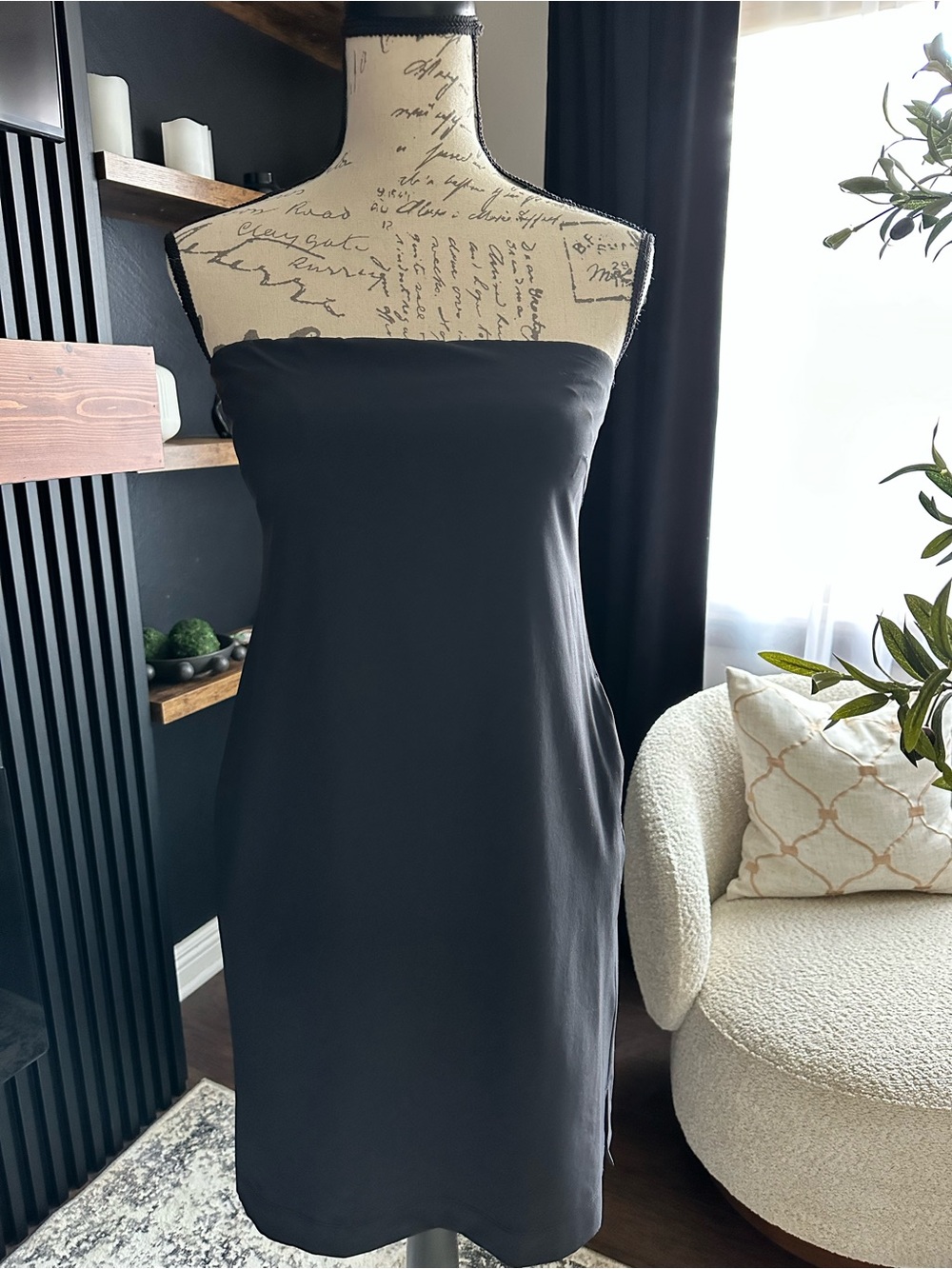 Athleta Black Strapless Midi Dress Tie Waist Size 2
